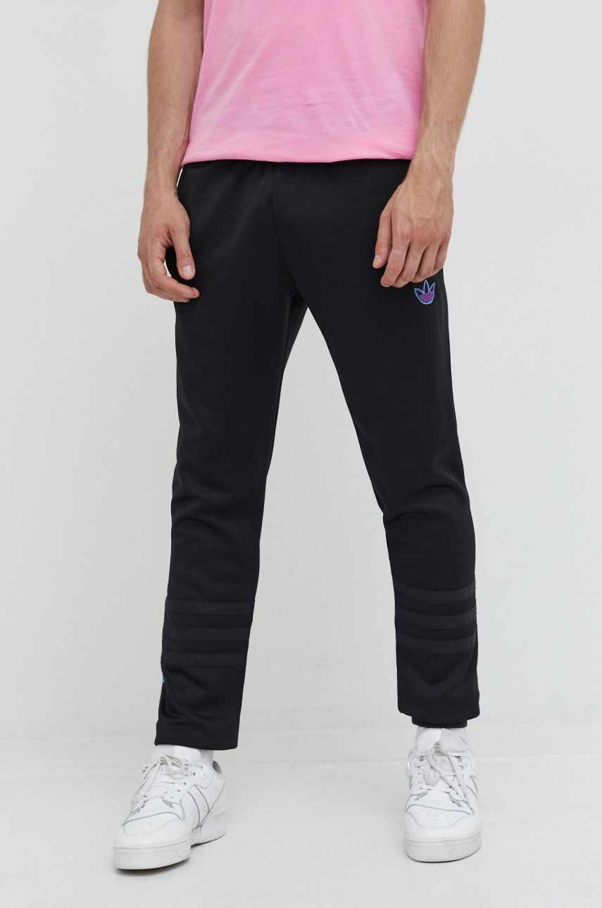 adidas Originals pantaloni de trening barbati, culoarea negru, neted