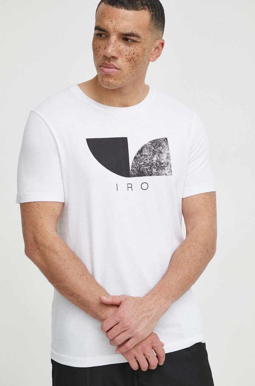 IRO tricou din bumbac barbati, culoarea alb, cu imprimeu