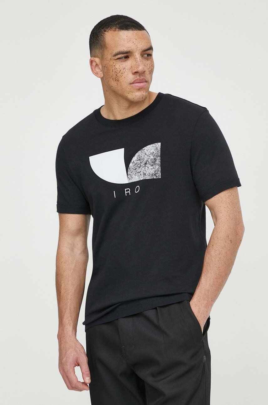 IRO tricou din bumbac barbati, culoarea negru, cu imprimeu