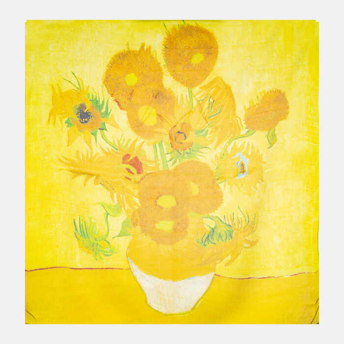 Esarfa patrata cu o singura fata cu reproducerea dupa pictura Floarea soarelui a lui Vincent Van Gogh