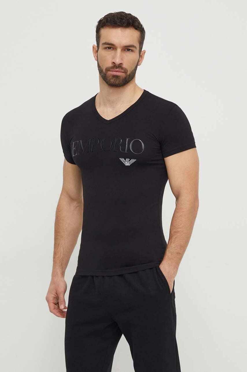 Emporio Armani Underwear tricou lounge culoarea negru, cu imprimeu