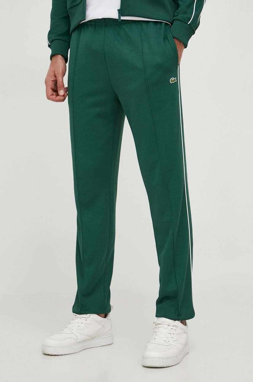 Lacoste pantaloni de trening culoarea verde, uni
