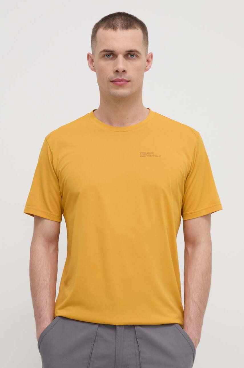 Jack Wolfskin tricou sport Delgami culoarea galben, neted