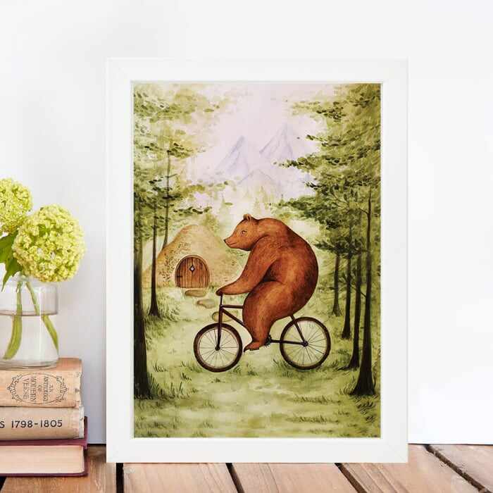 Tablou Ursul pe bicicleta