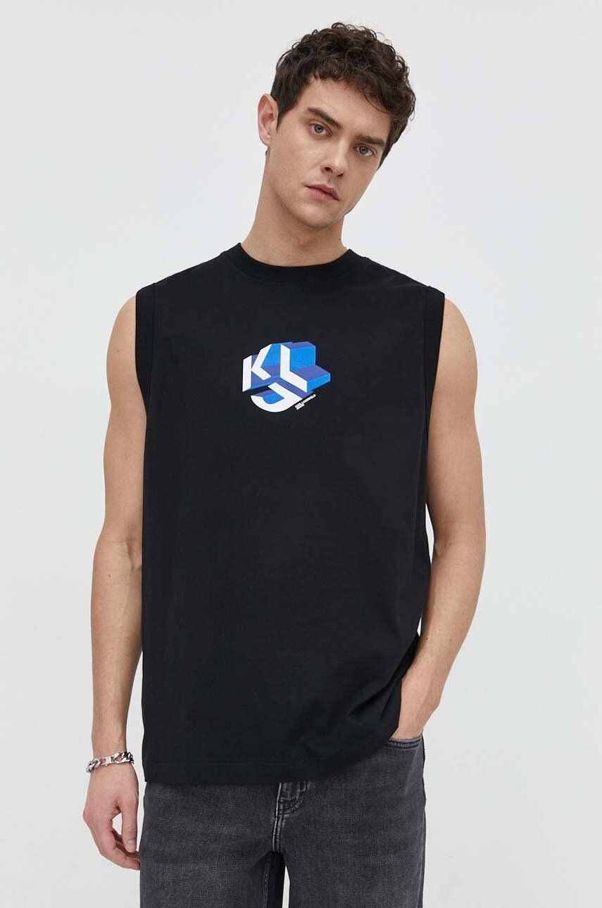 Karl Lagerfeld Jeans tricou din bumbac barbati, culoarea negru