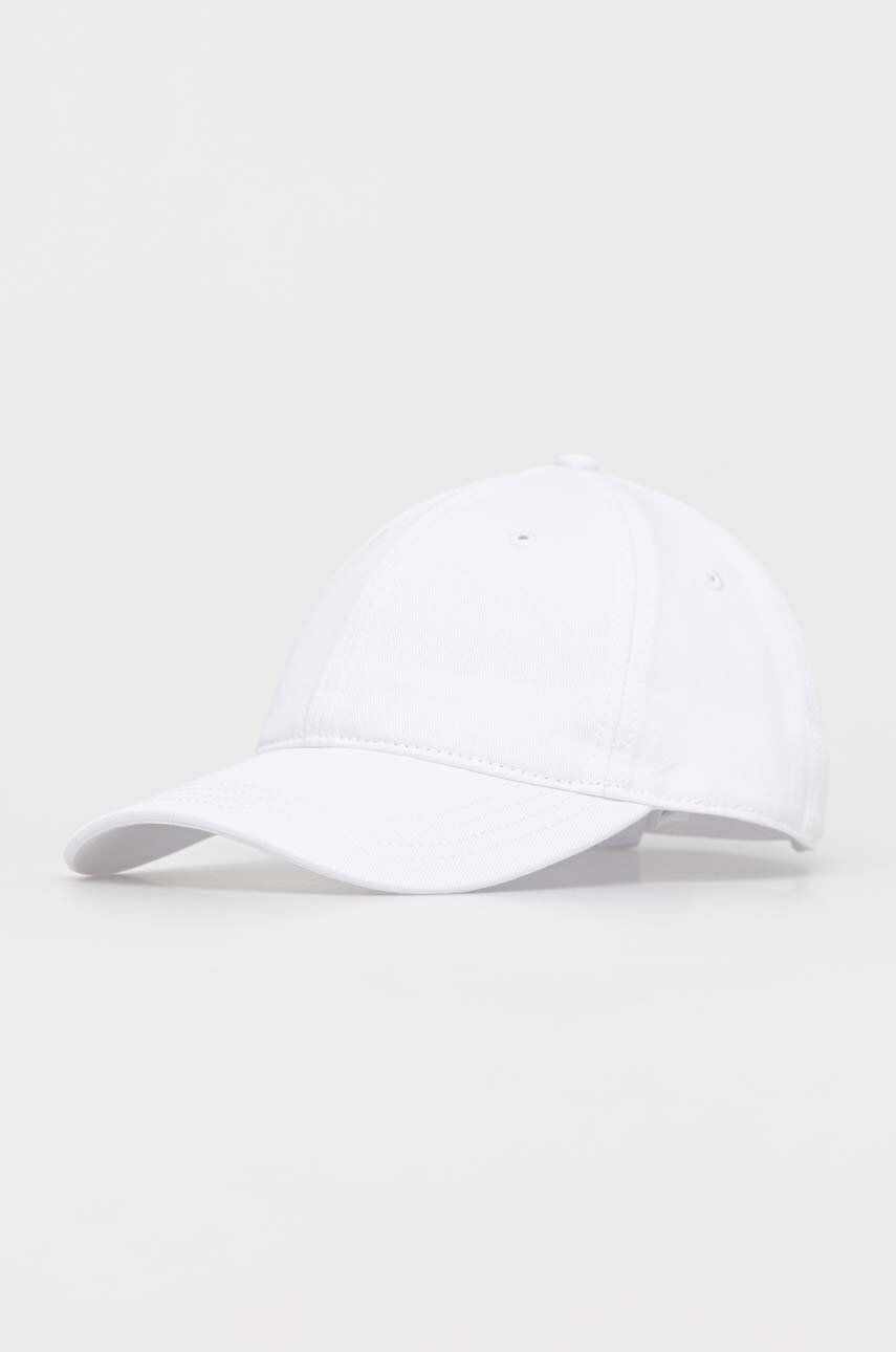 Lacoste șapcă de baseball din bumbac culoarea alb, neted