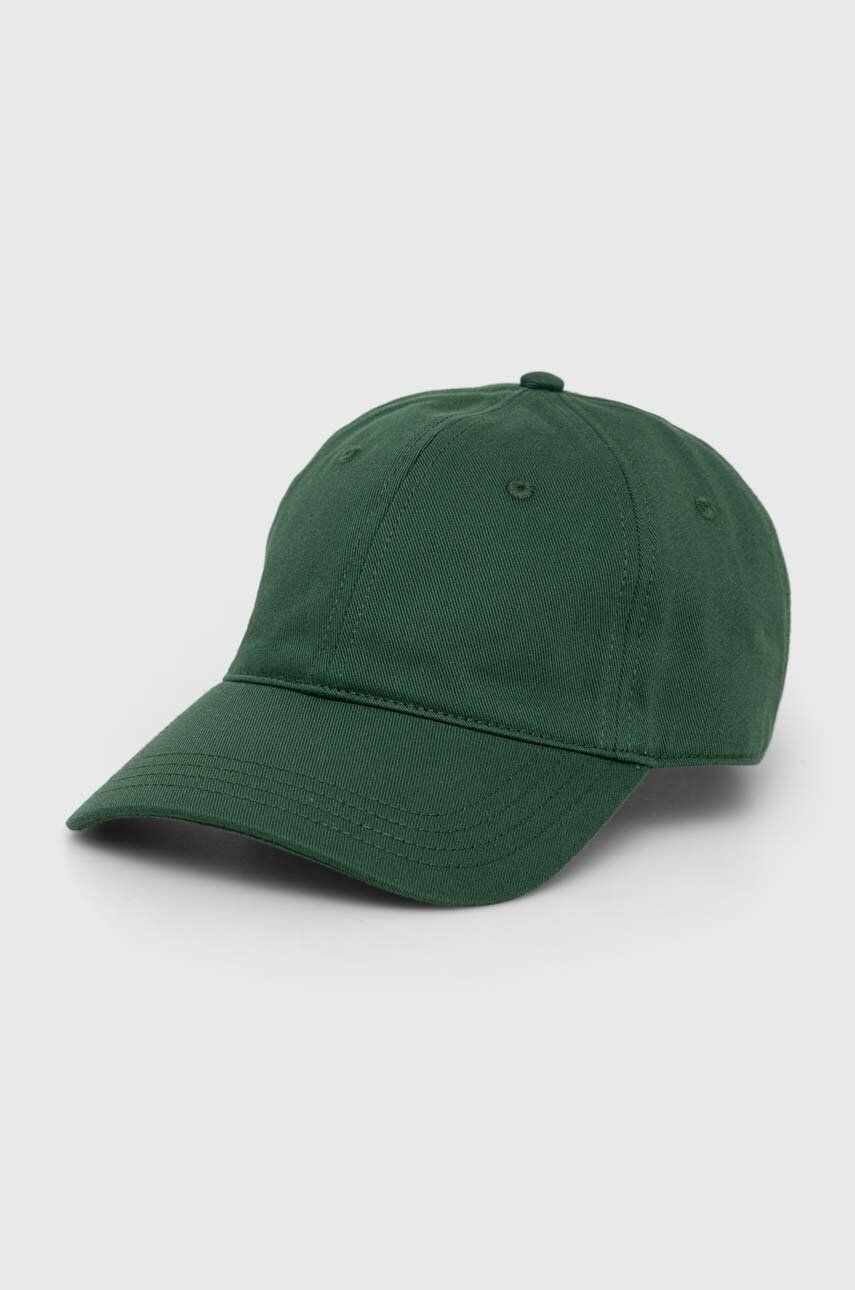 Lacoste șapcă de baseball din bumbac culoarea verde, neted