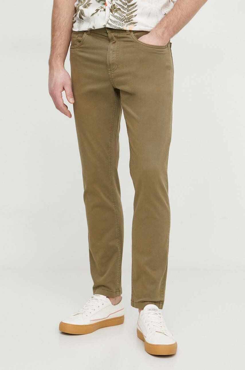 Pepe Jeans pantaloni barbati, culoarea verde, mulata