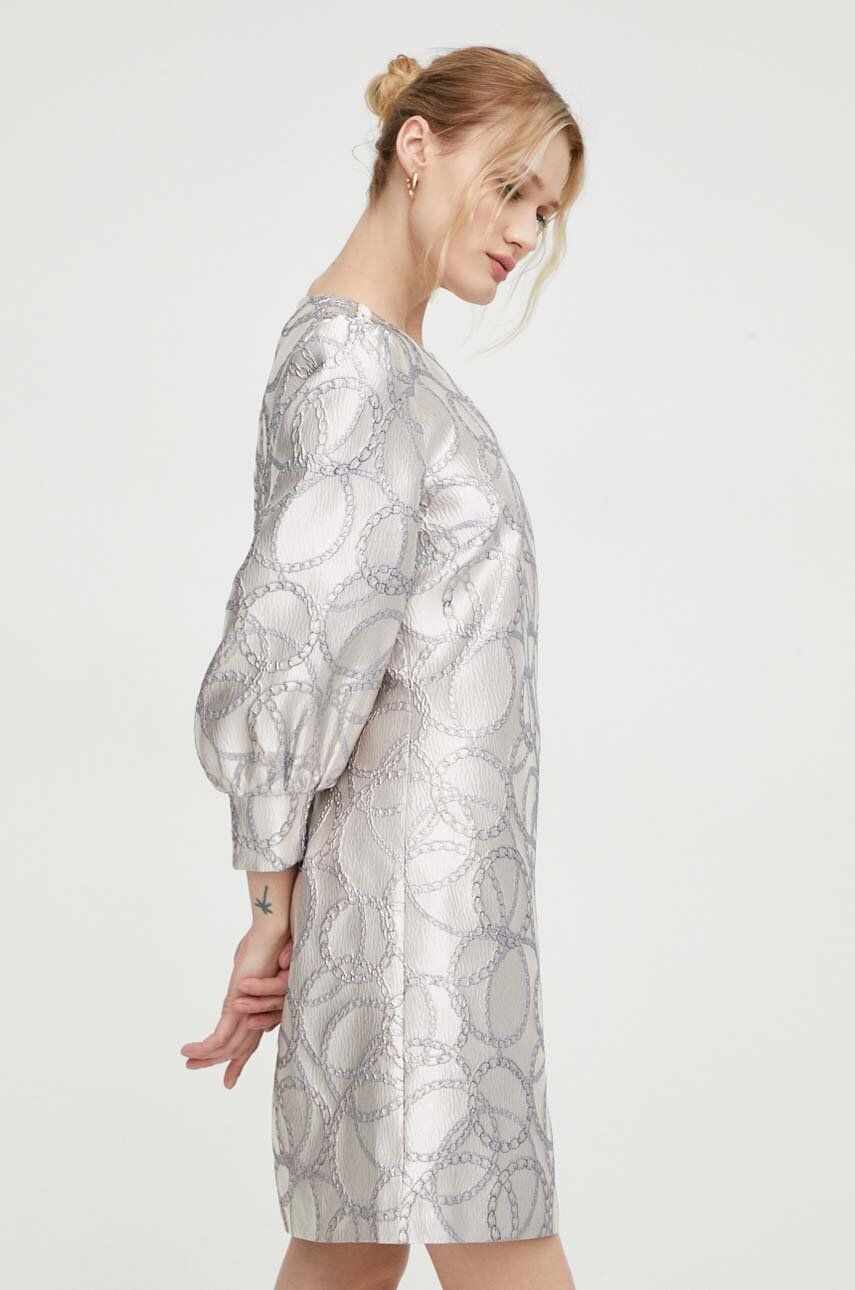 Bruuns Bazaar rochie culoarea argintiu, mini, drept