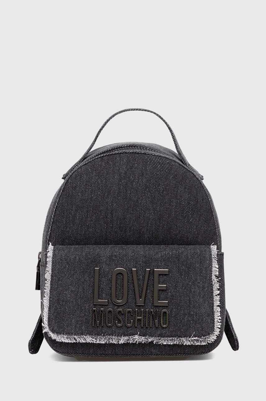 Love Moschino rucsac din bumbac culoarea gri, mic, cu imprimeu