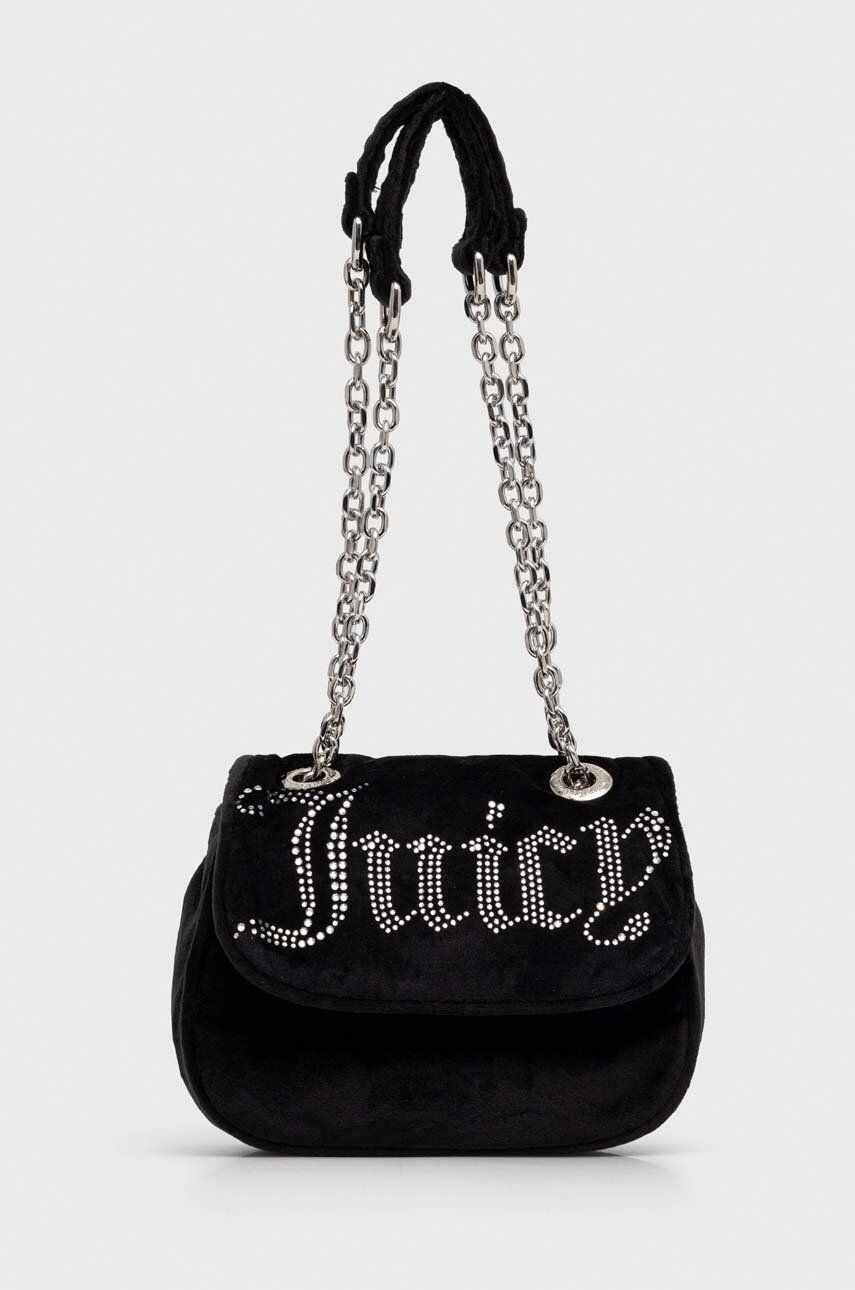 Juicy Couture geantă de mână din catifea culoarea negru