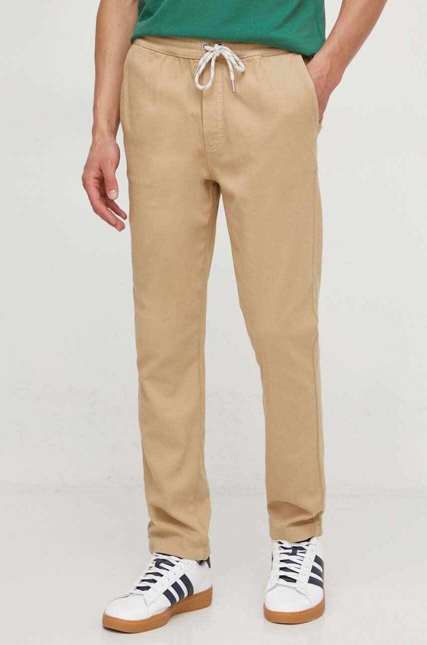 Pepe Jeans pantaloni barbati, culoarea bej, cu fason chinos