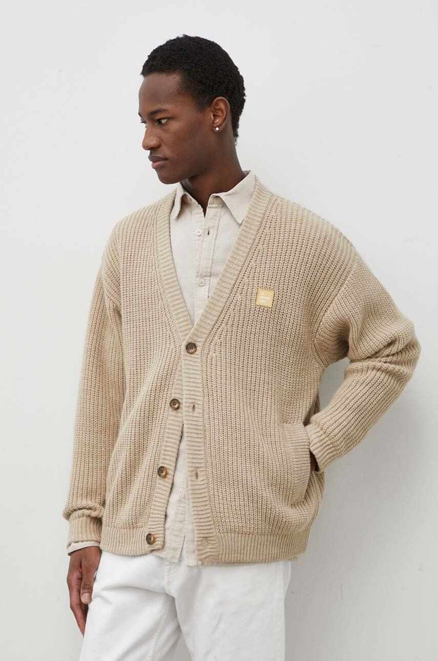 American Vintage cardigan din amestec de lana culoarea bej