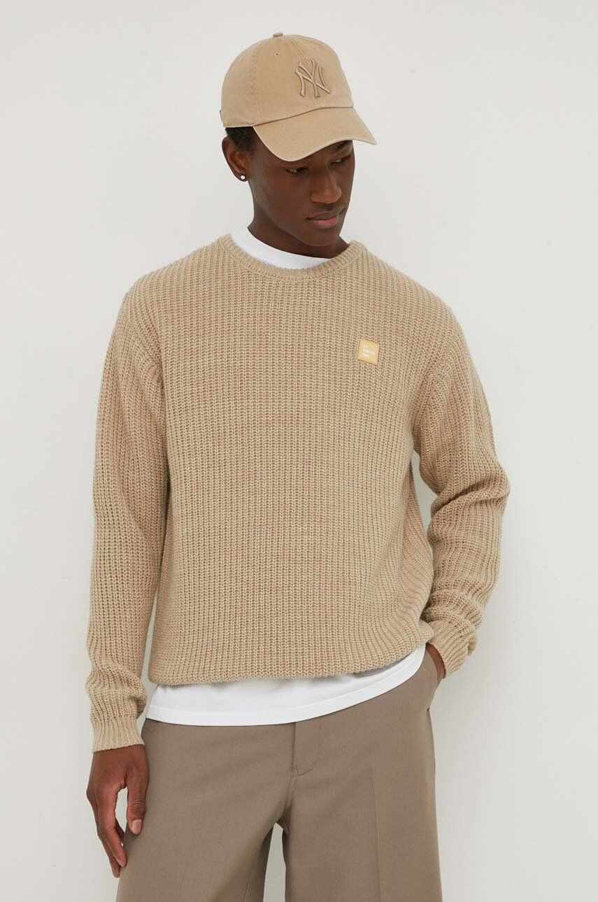 American Vintage pulover din amestec de lana barbati, culoarea bej