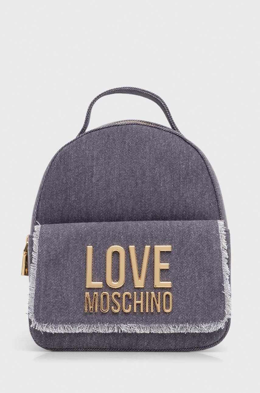 Love Moschino rucsac din bumbac culoarea violet, mic, cu imprimeu