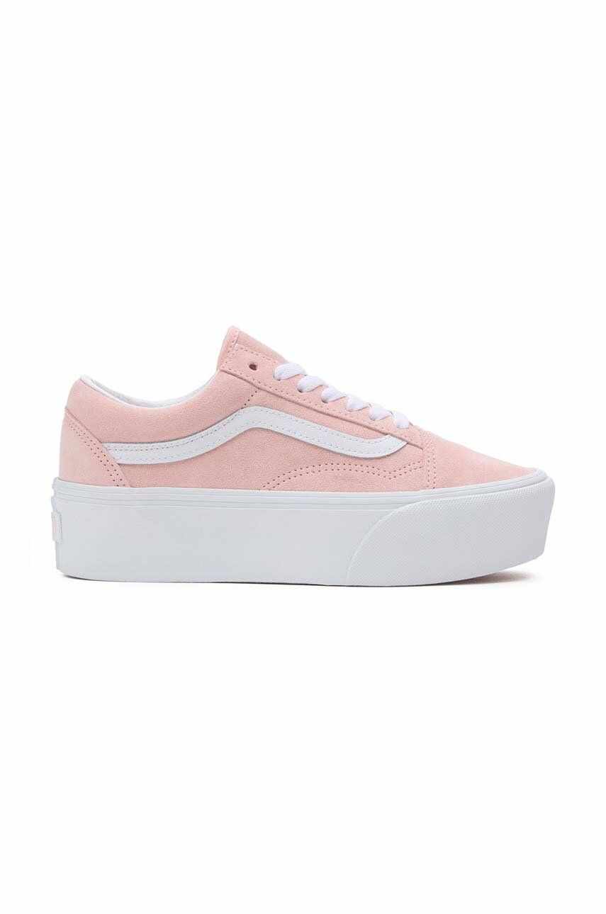 Vans tenisi din piele intoarsa Old Skool Stackform culoarea roz, VN0009PZCHN1