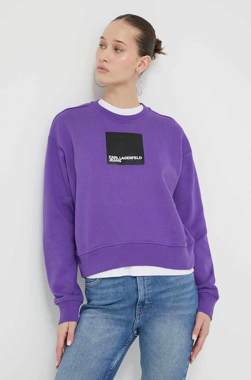 Karl Lagerfeld Jeans bluza femei, culoarea violet, cu imprimeu
