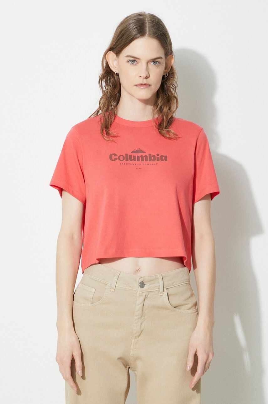Columbia tricou din bumbac femei, culoarea rosu