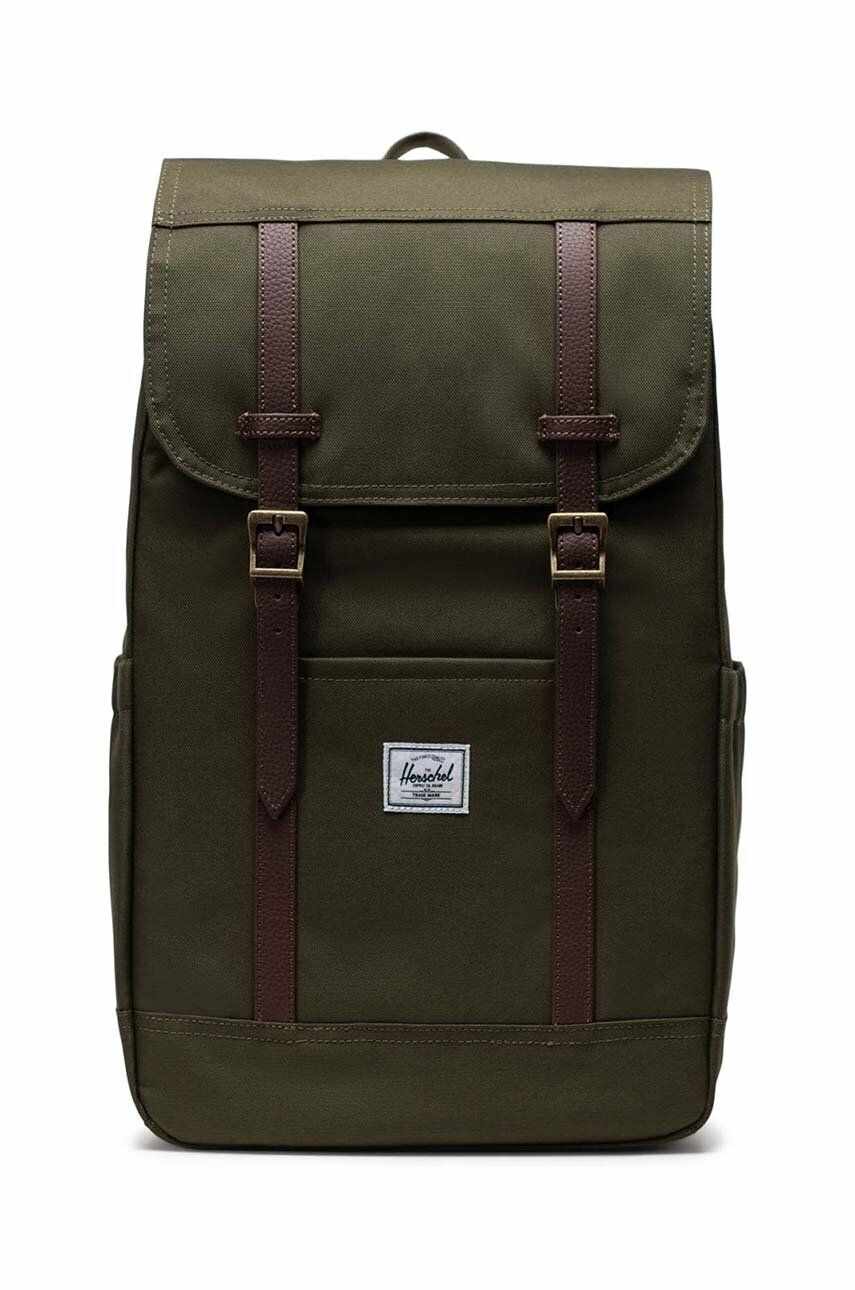 Herschel rucsac Retreat Backpack culoarea verde, mare, neted