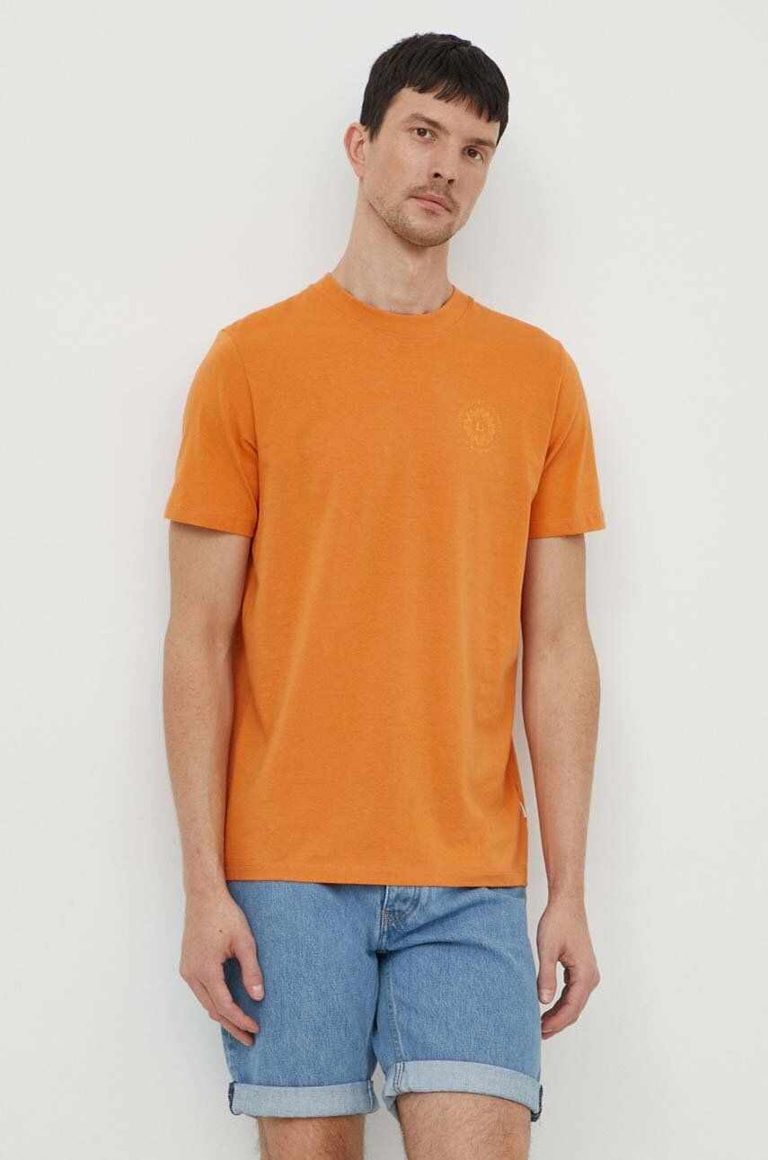 Lindbergh tricou din bumbac barbati, culoarea portocaliu, cu imprimeu