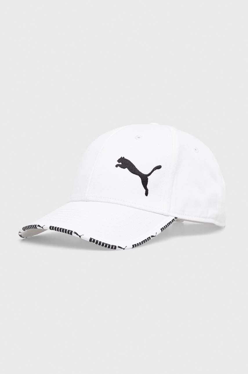 Puma șapcă de baseball din bumbac culoarea alb, cu imprimeu, 024875