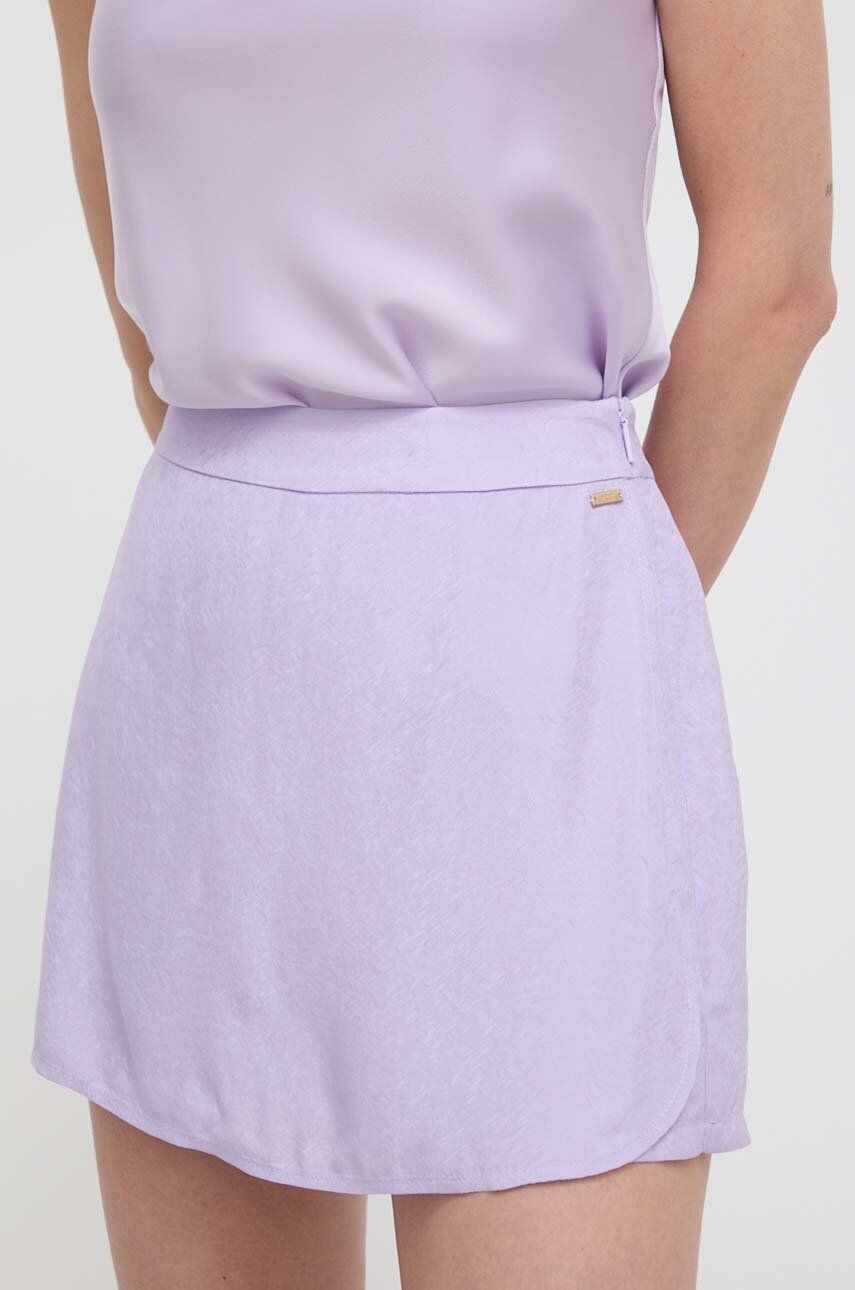 Armani Exchange fustă pantaloni culoarea violet, neted, high waist