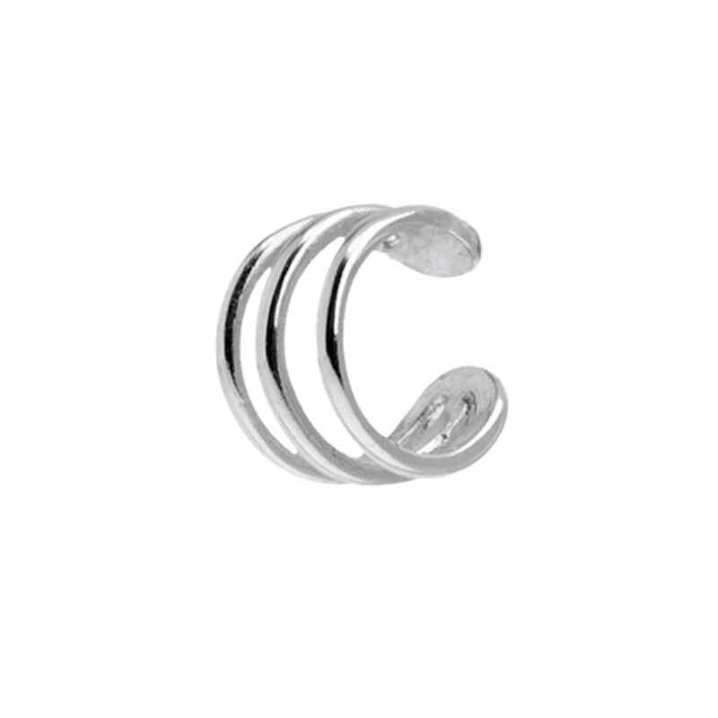 Cercel ear cuff argint 925, JW986, model 3 cercuri, placat cu rodiu
