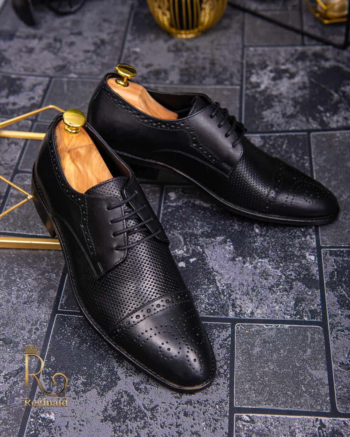 Pantofi de barbati, negri, din piele naturala - P1288