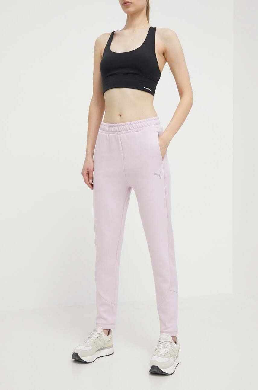 Puma pantaloni de antrenament Evostripe culoarea roz, neted, 677880