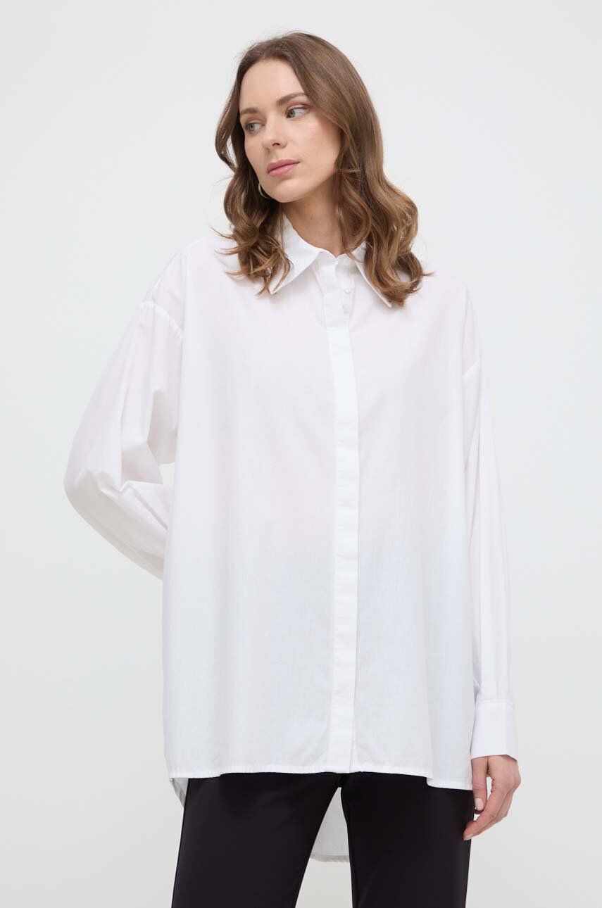 Silvian Heach camasa din bumbac femei, culoarea alb, cu guler clasic, relaxed