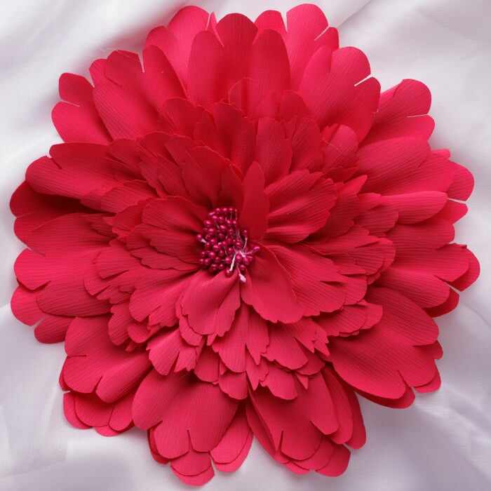 Brosa floare fucsia cu multe petale si diametru de 20 cm, cu clips pentru par
