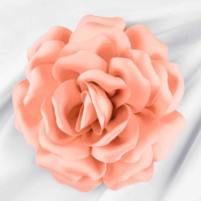 Brosa floare roz somon cu diamtetru de 15 cm, cu clips pentru par