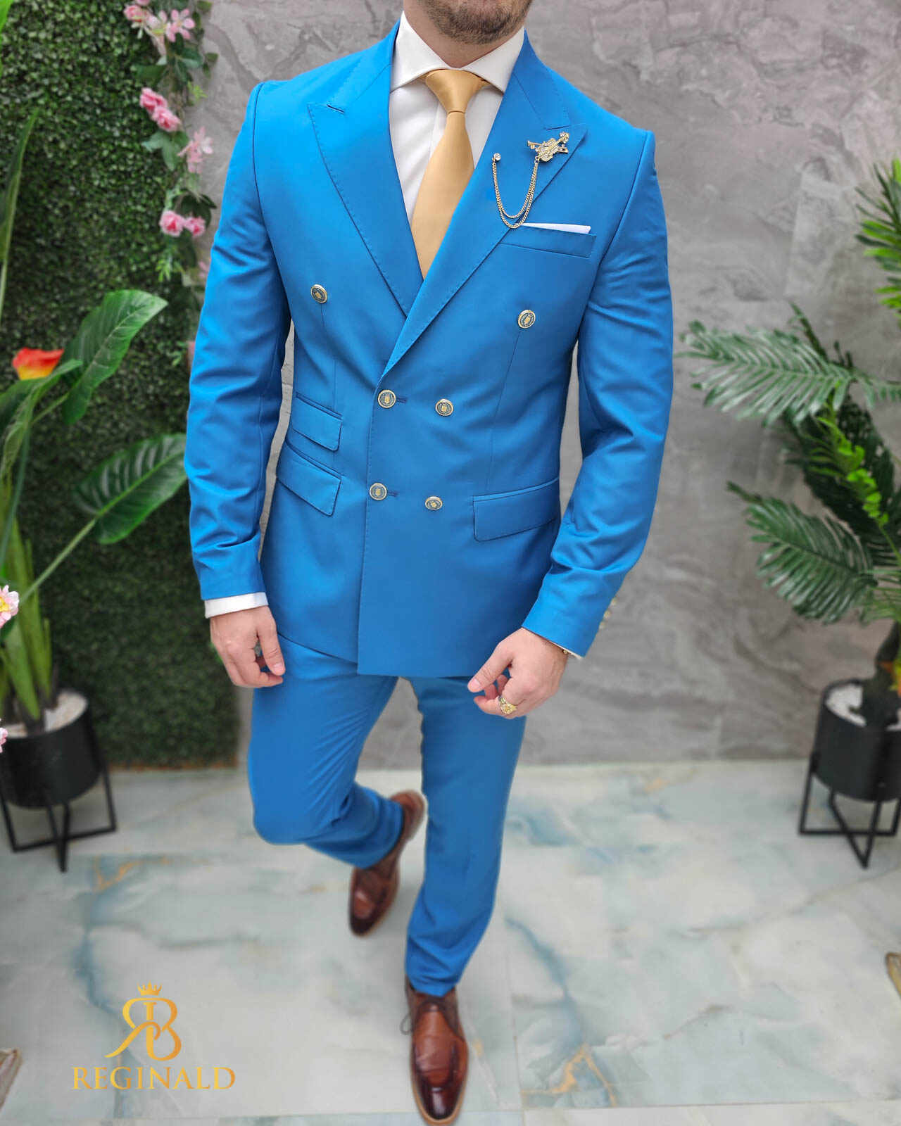 Costum de barbati bleu: Sacou si Pantalon - C4663