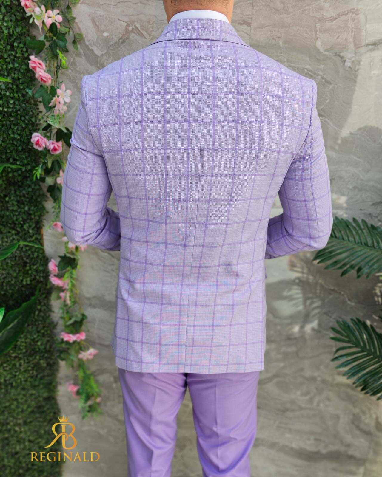 Costum de bărbați, lila: Sacou, Vesta si Pantalon - C4639
