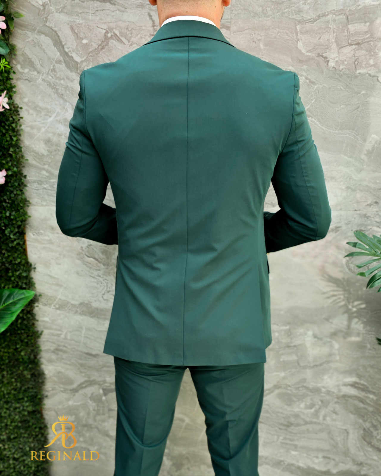 Costum de bărbați, Verde cu nasturi aurii: Sacou, Vesta si Pantalon - C4702