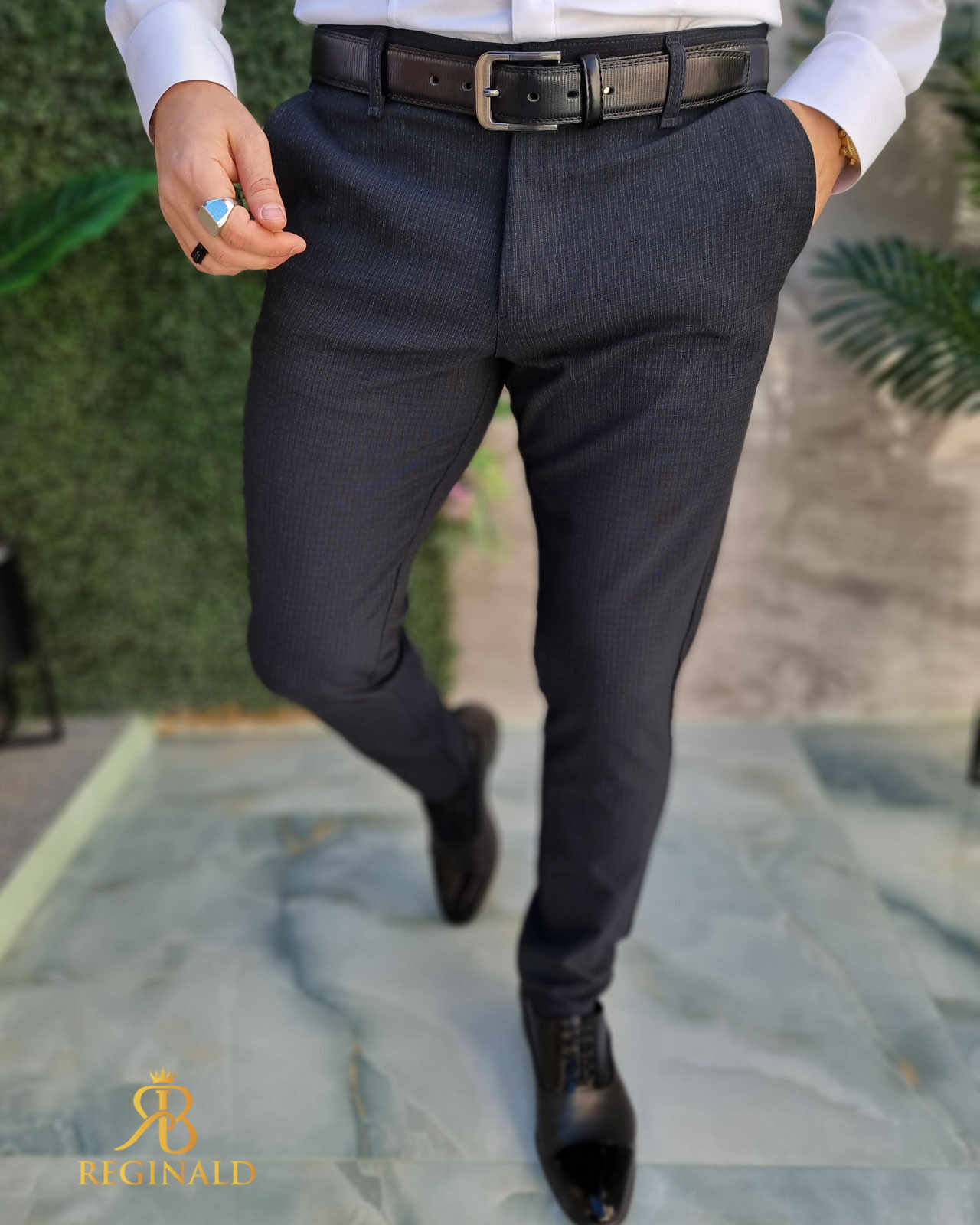 Pantaloni eleganti de barbati, bleumarin inchis Slim-Fit– PN805