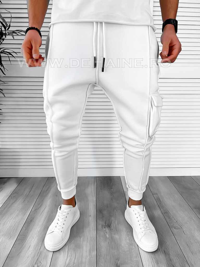 Pantaloni de trening albi conici K156 P20-5.3