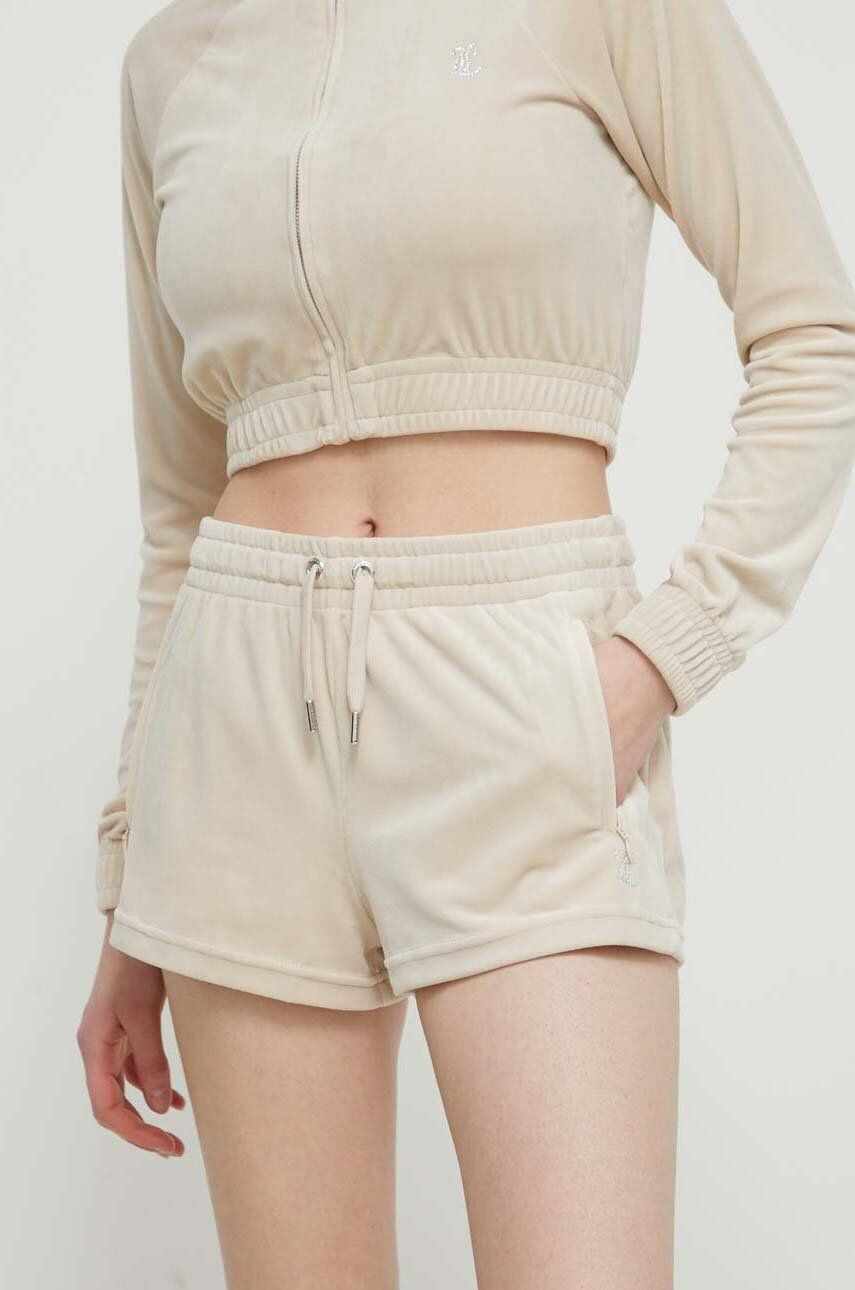 Juicy Couture culoarea bej, cu imprimeu, high waist