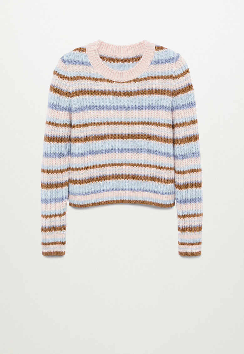 Pulover tricotat fin cu model colorblock Gussy