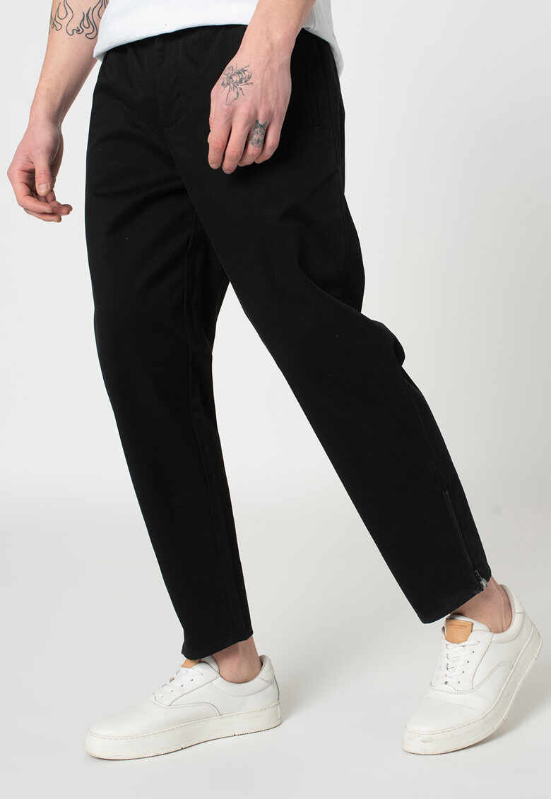 Pantaloni chino drepti cu slituri cu fermoar - pe glezna