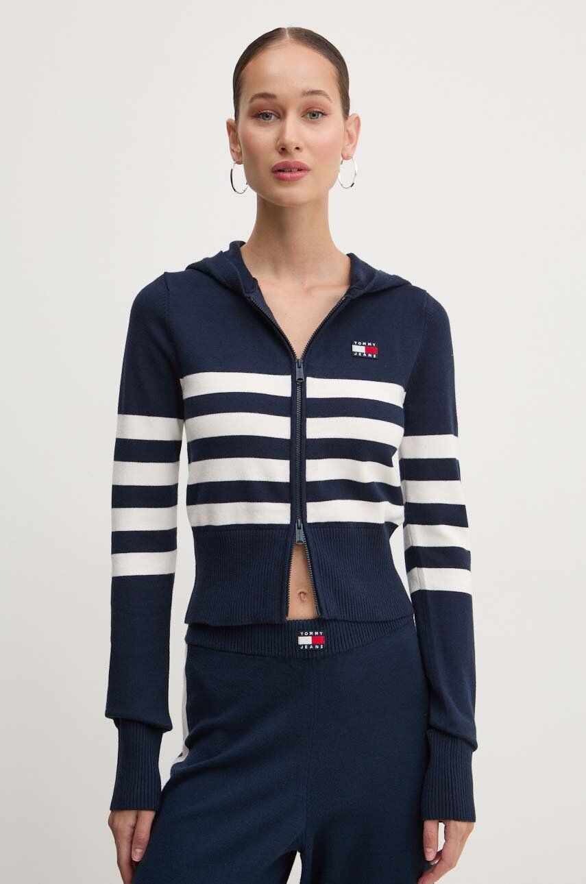 Tommy Jeans cardigan femei, culoarea albastru marin, light, DW0DW18524