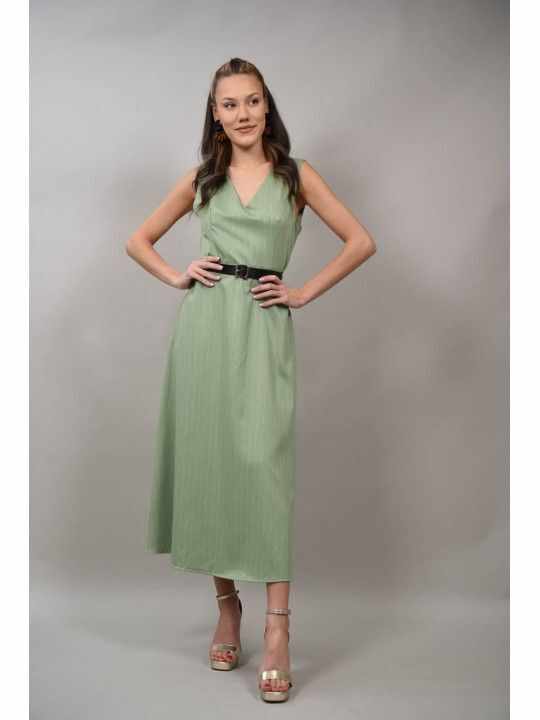 ROCHIE LUNGA IN STIL FORMAL CU CUREA IN TALIE BARESSA Verde S-M