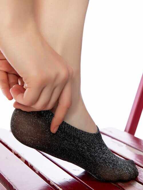 Talpici nylon negri cu fir metalizat Socks Concept SC-1669