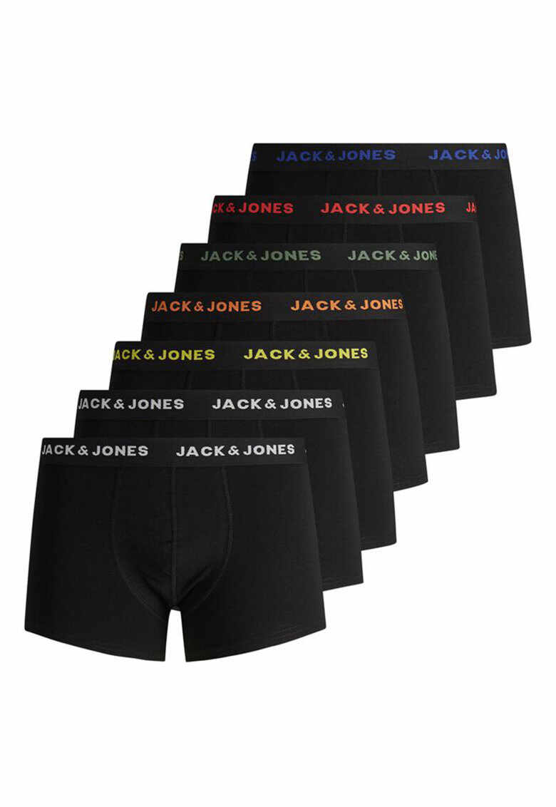 Set de boxeri cu banda cu imprimeu logo in talie - 7 perechi