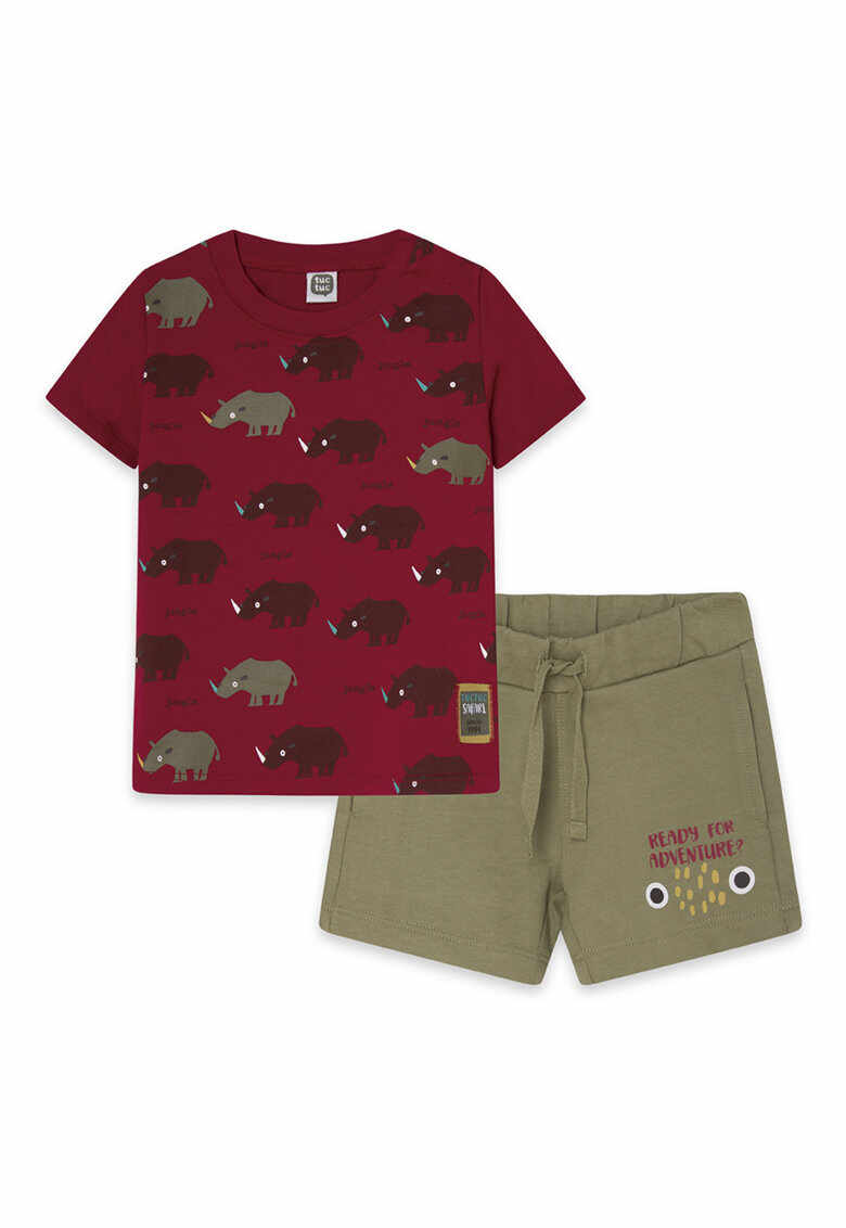 Set de tricou si pantaloni scurti din jerseu cu model cu rinoceri