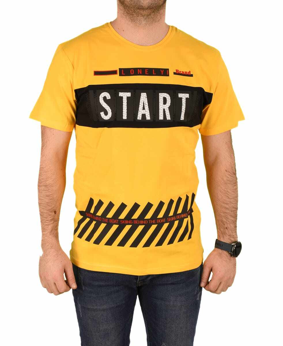 Tricou galben Start pentru barbat - cod 41905