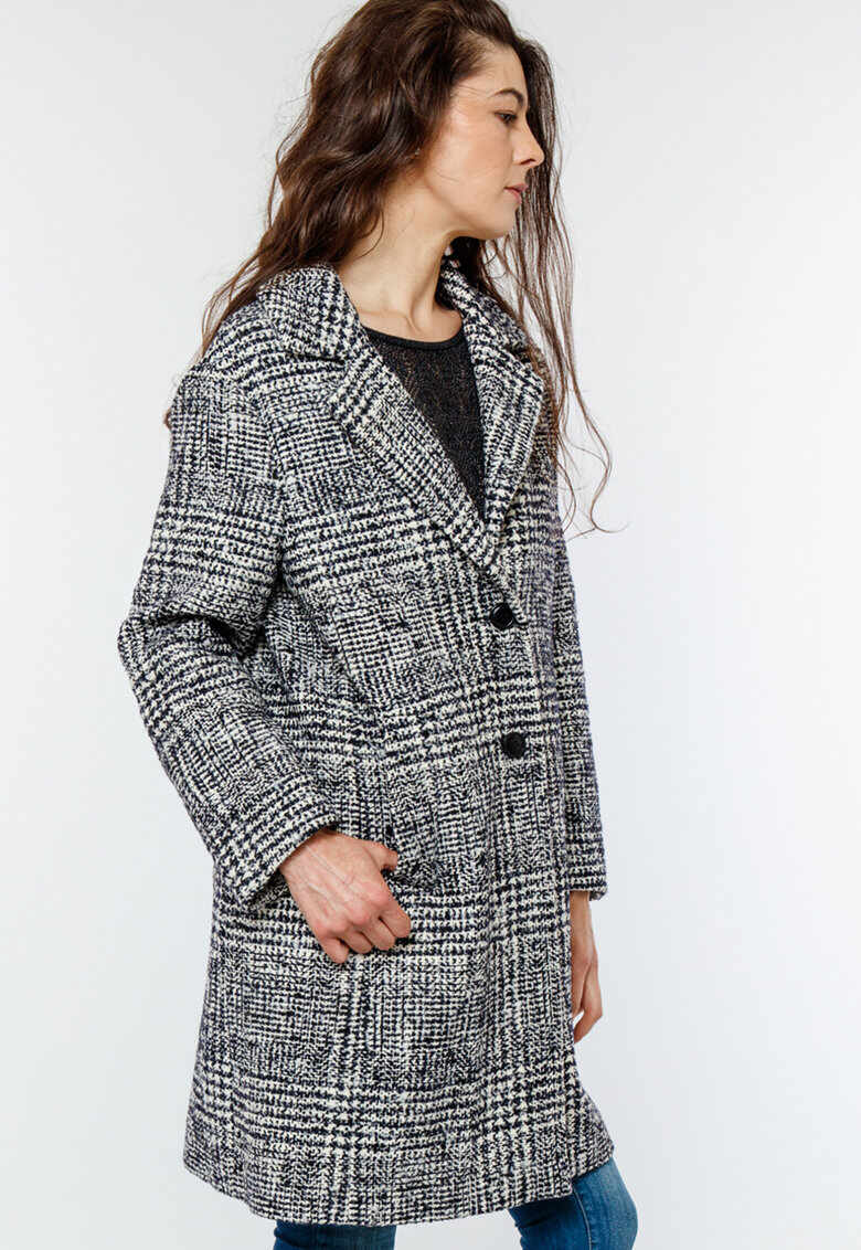 Palton din amestec de lana cu model in carouri