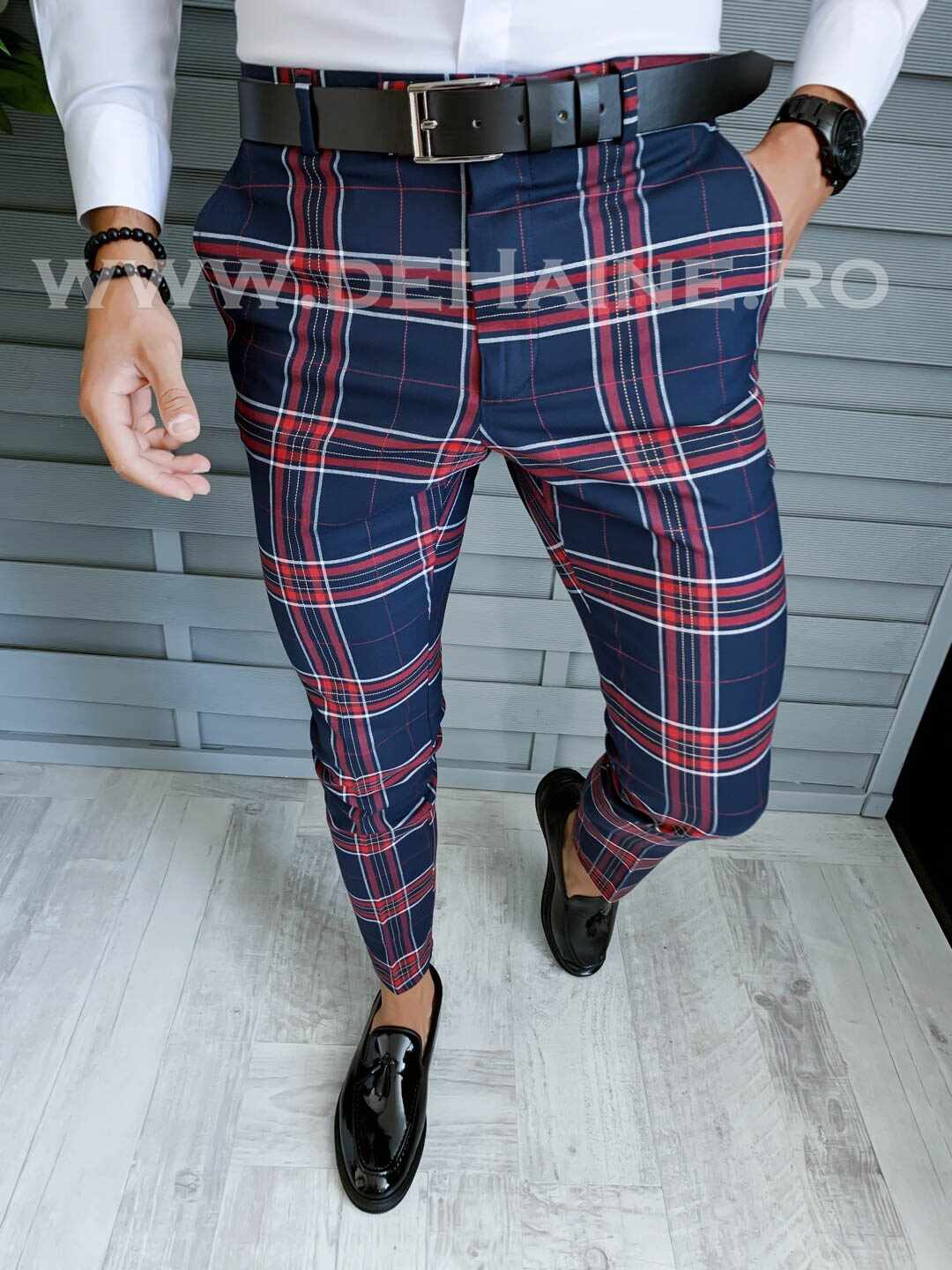 Pantaloni barbati eleganti bleumarin A1546 /Z