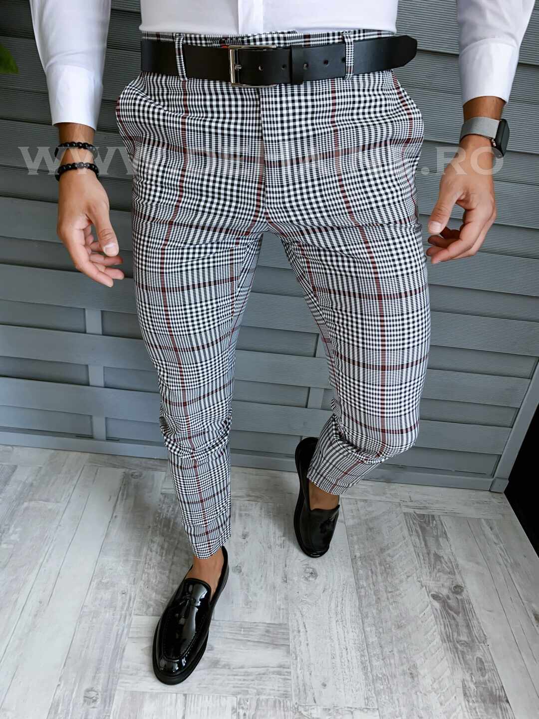 Pantaloni barbati eleganti in carouri B1735 Z