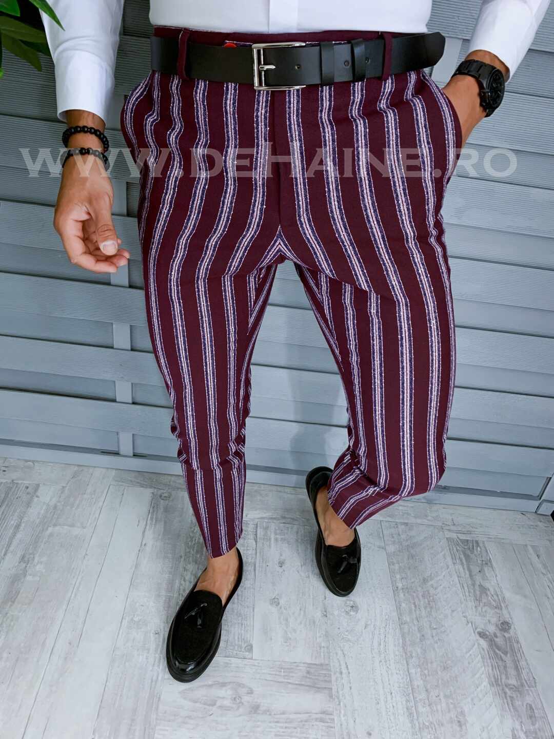 Pantaloni barbati eleganti violet B1556